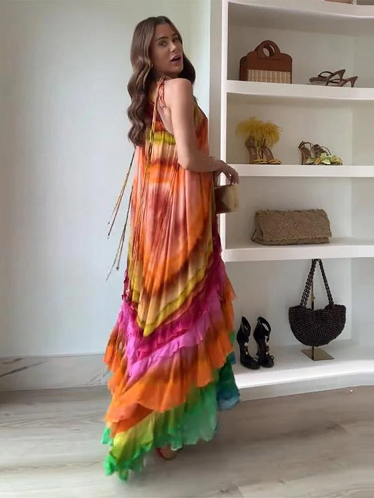 Amelie - Rüschen-Maxikleid | Kühn, Fließend, Auffallend