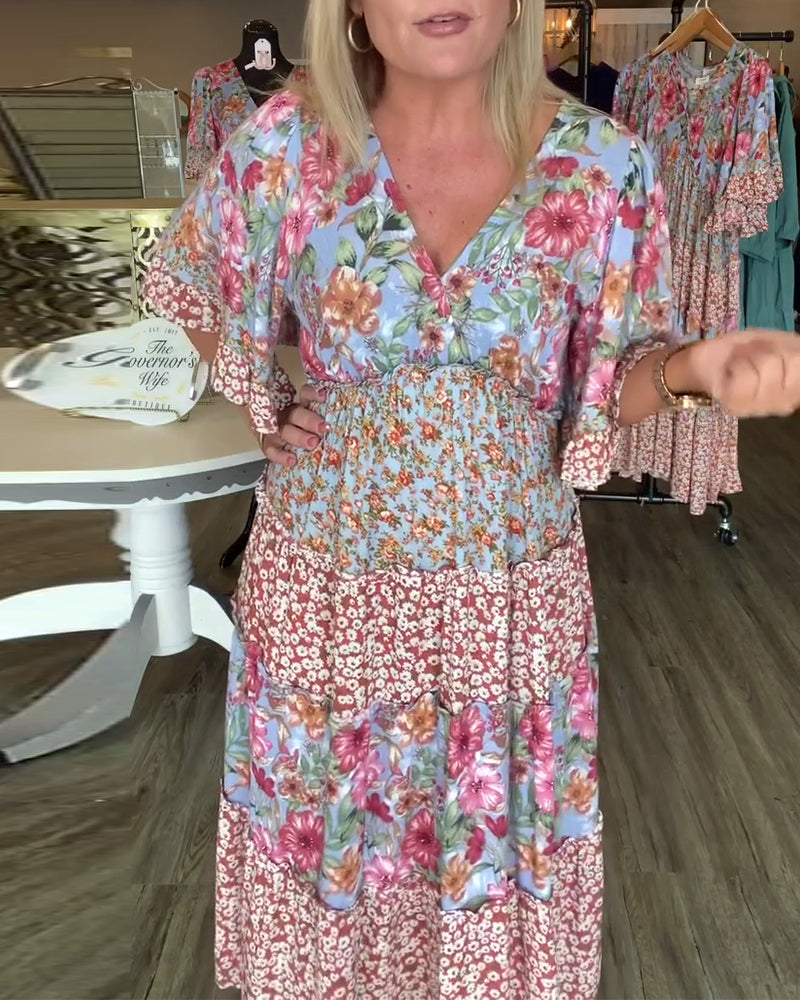 Norine – V-Ausschnitt-Blumenkleid | Mühelos feminin, ganz du selbst