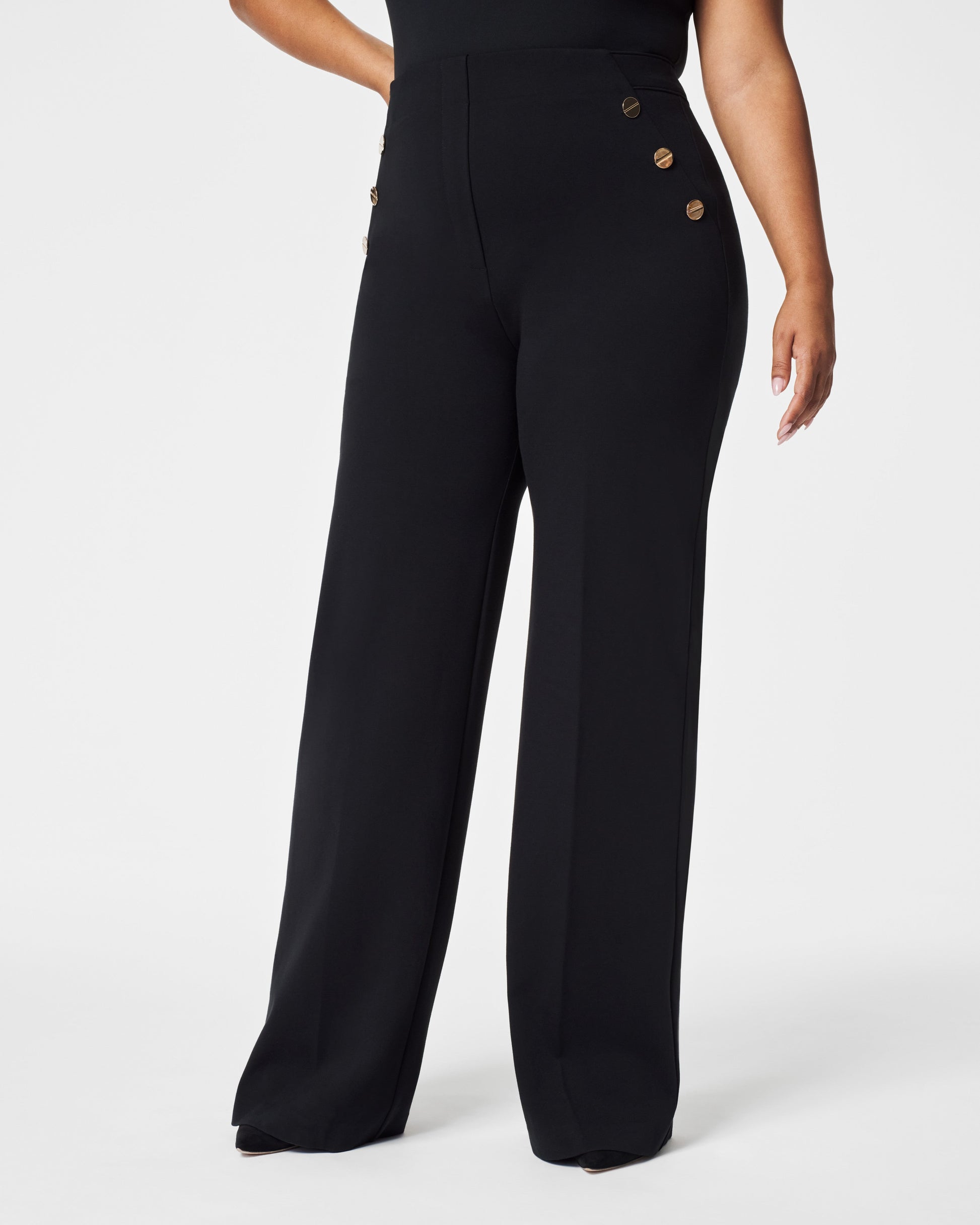 Women's Plus Size High Stretch Hose mit weitem Bein und hoher Taille