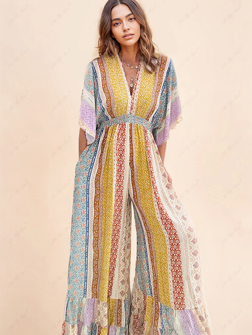 Weit geschnittener Boho-Chic-Jumpsuit