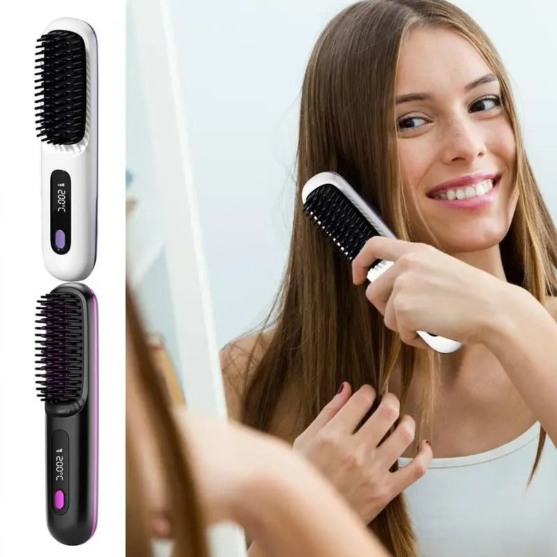 2-in-1-Haarglätter-Bürste | Tragbarer Haarstyler