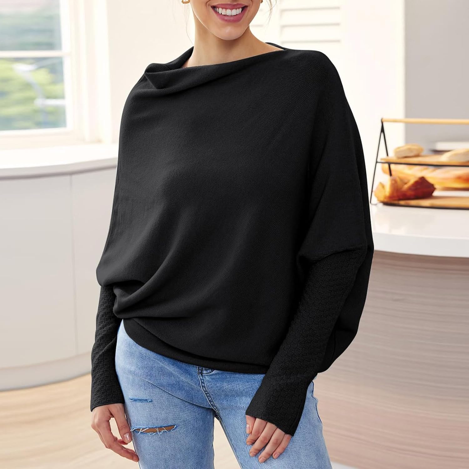 Zuedy - Asymmetrisch drapierter Pullover