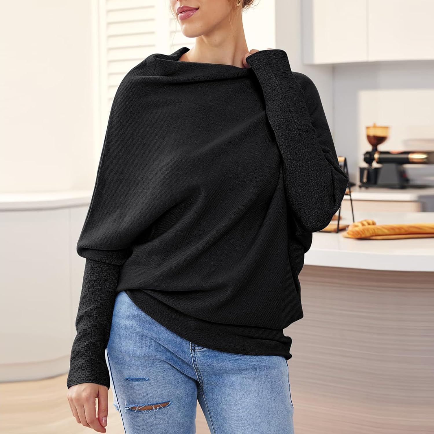 Zuedy - Asymmetrisch drapierter Pullover