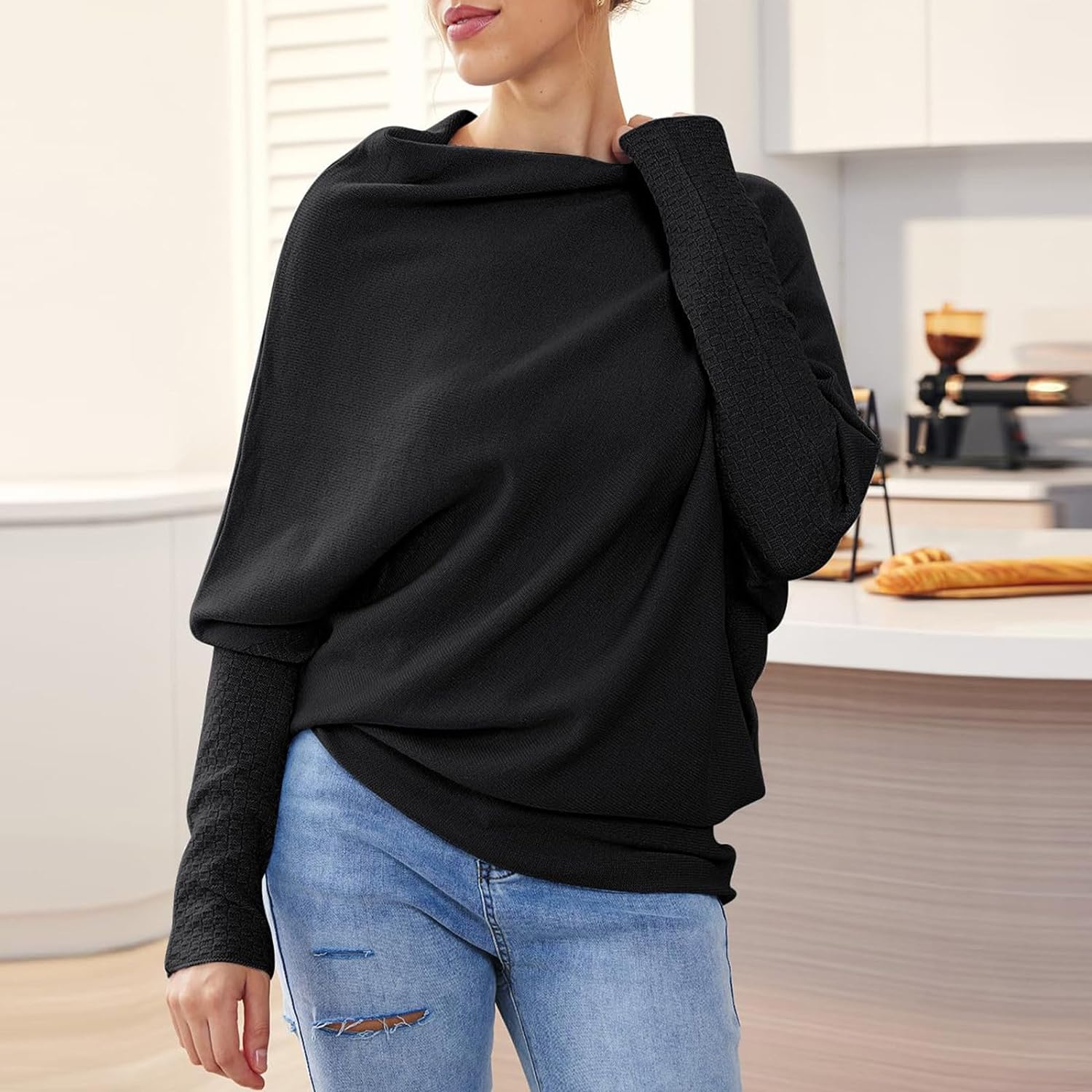 Zuedy - Asymmetrisch drapierter Pullover