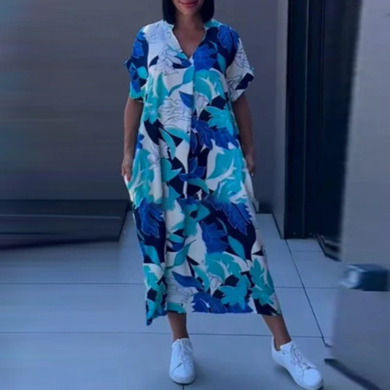 Frida - Elegantes Boho Kleid mit V-Ausschnitt | Fließend, Bedruckt, Feminin