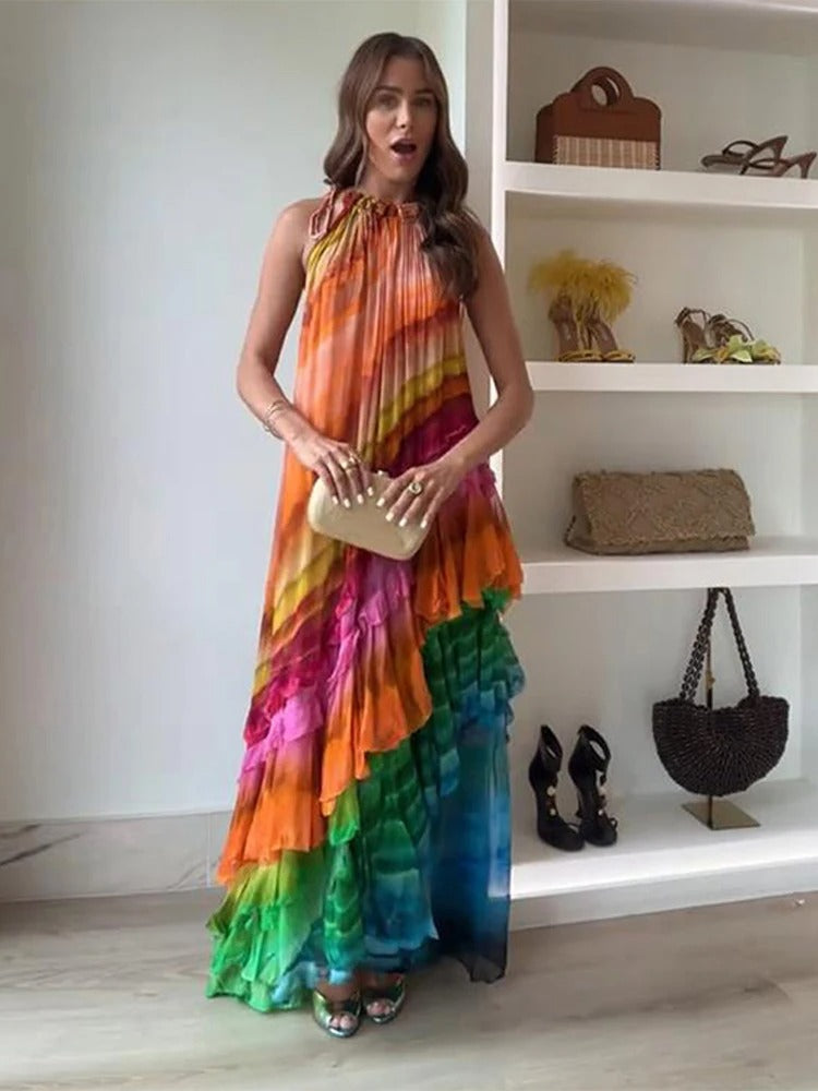 Amelie - Rüschen-Maxikleid | Kühn, Fließend, Auffallend