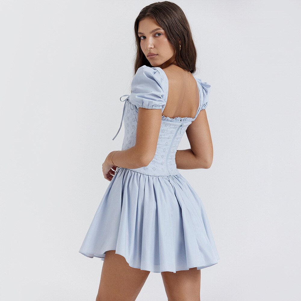 Korsett-Minikleid mit Puffärmeln | Feenhaftes Grunge-Elegantes Sommerkleid