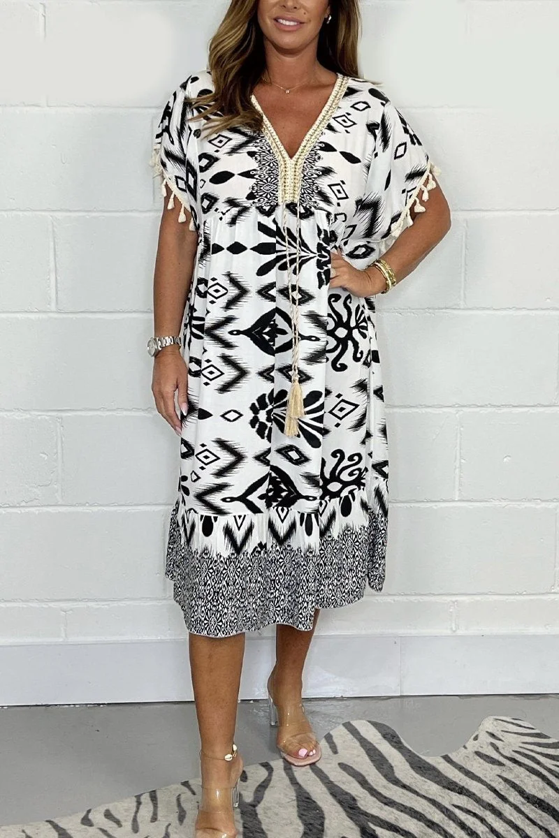 Priscilla – Fransen-Boho-Kleid | Entspannte Boho-Eleganz für den Alltag