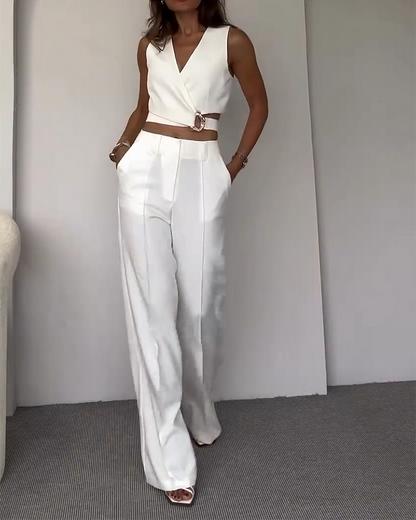 Divine |  Schlichte Schnalle Weste & Hose Anzug Set