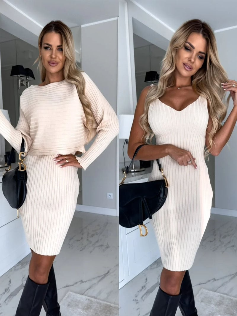 Hannah - Strickpullover & Cami-Kleid Set | Das ultimative gemütlich-schicke Duo