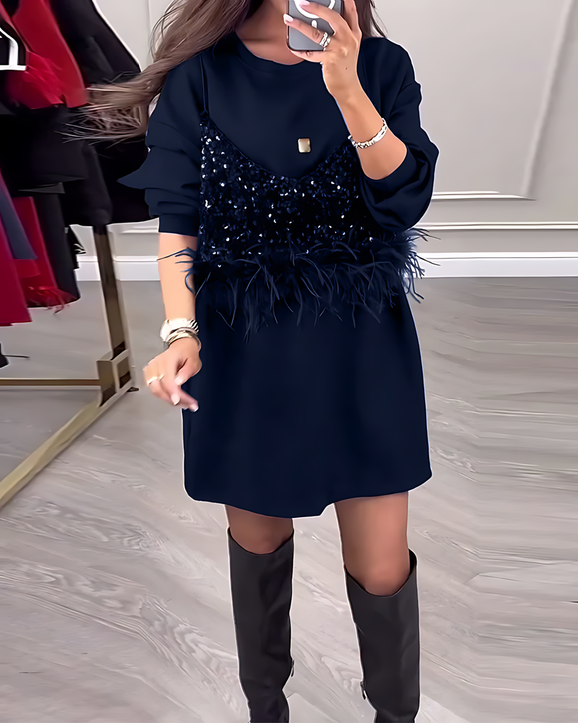 Thea - Bezauberndes Pailletten-Federkleid | Mutig, Schön, Du
