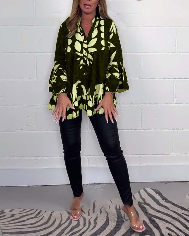 Cairene - V-Ausschnitt Top mit Ausgestellten Ärmeln | Elegante & Stilvolle Bluse