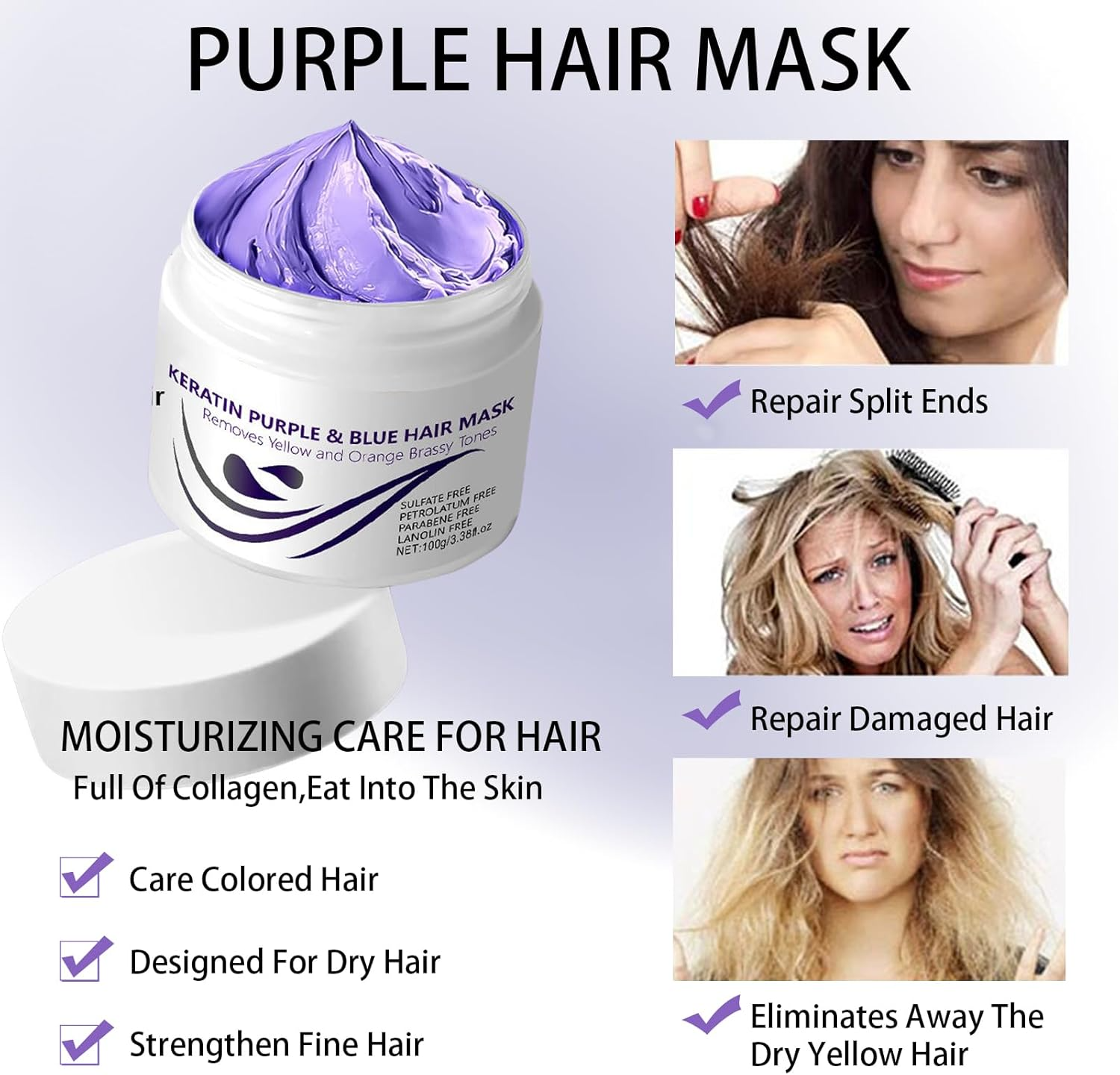 Anti-Brass-Haarmaske | Neutralisiert Gelbtöne Schnell
