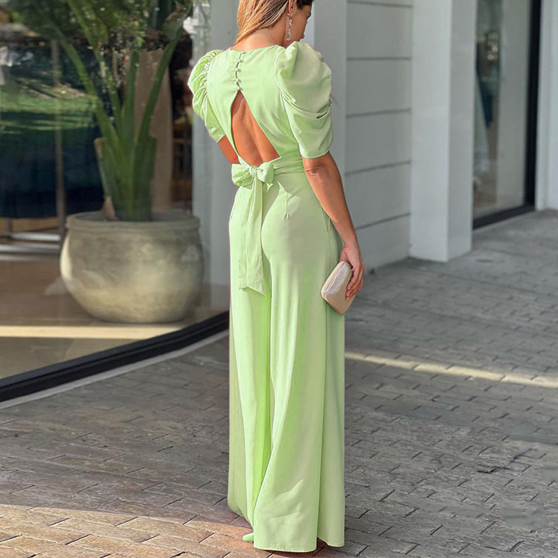 Hannah - Luxe Jumpsuit mit Weitem Bein | Tiefer V-Ausschnitt für atemberaubende Eleganz
