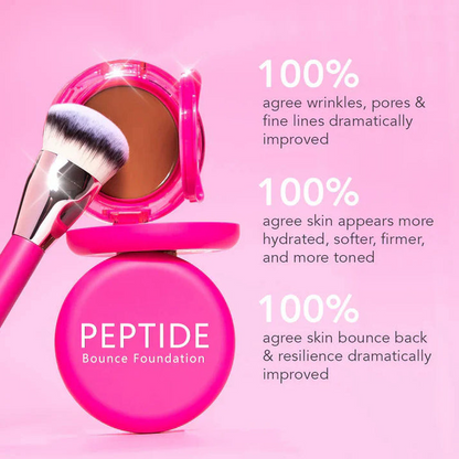 Peptid-Bounce-Foundation mit Pinsel | Feuchtigkeitsspendende, Anti-Aging-Abdeckung