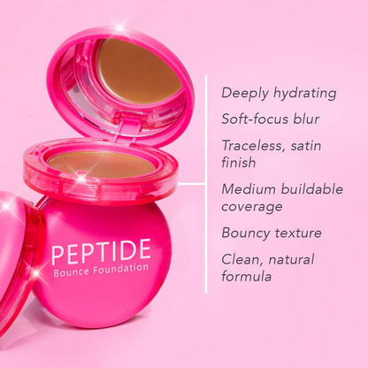 Peptid-Bounce-Foundation mit Pinsel | Feuchtigkeitsspendende, Anti-Aging-Abdeckung