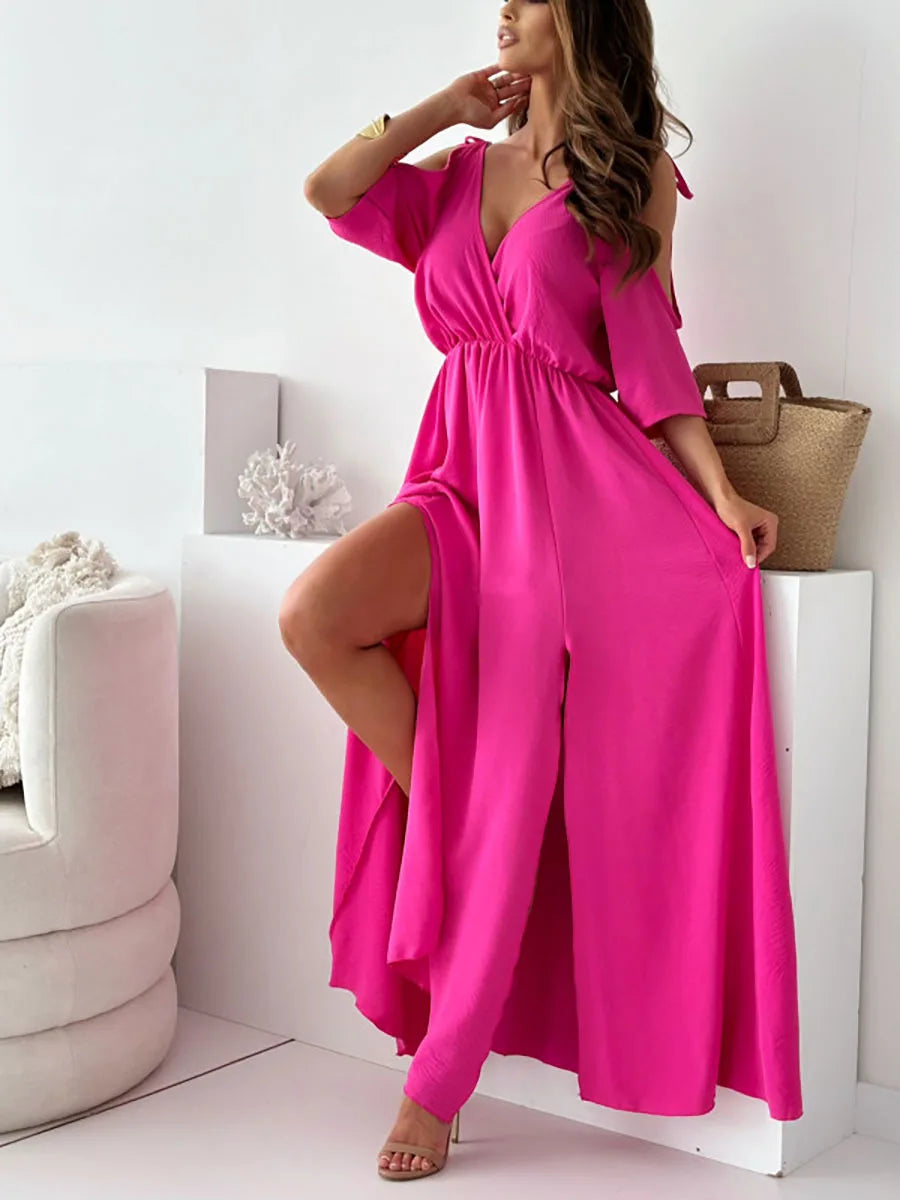Querina – Kleid mit V-Ausschnitt und Seitenschlitz | Elegant, Verführerisch, Stilvoll