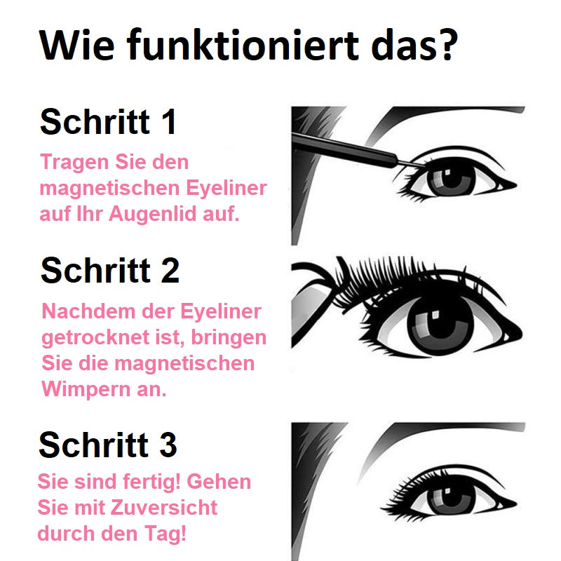 Magnetische Wimpern mit Eyeliner | Glamour in Sekunden – Ganz ohne Pinzette - 1 + 1 Gratis!