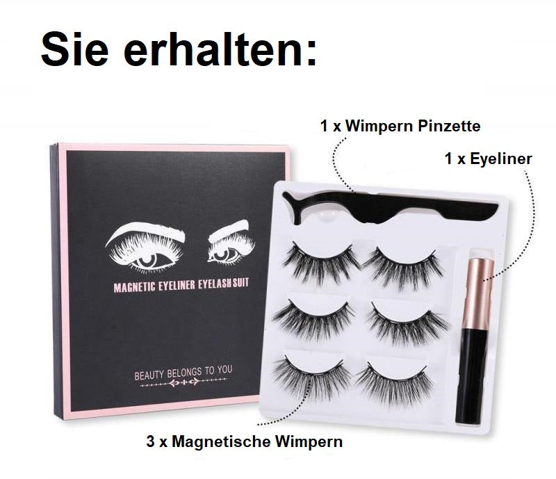 Magnetische Wimpern mit Eyeliner | Glamour in Sekunden – Ganz ohne Pinzette - 1 + 1 Gratis!