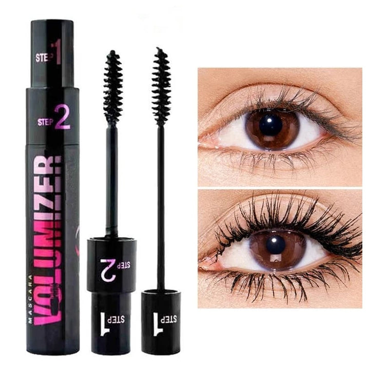2-in-1 Mascara für mehr Schwung und Volumen |  Lange, Dichte, Glamouröse Wimpern - 1 + 1 Gratis!