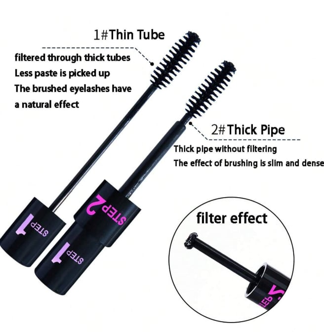 2-in-1 Mascara für mehr Schwung und Volumen |  Lange, Dichte, Glamouröse Wimpern - 1 + 1 Gratis!