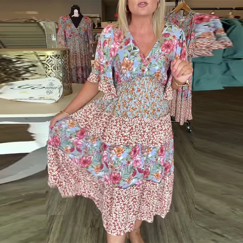 Norine – V-Ausschnitt-Blumenkleid | Mühelos feminin, ganz du selbst