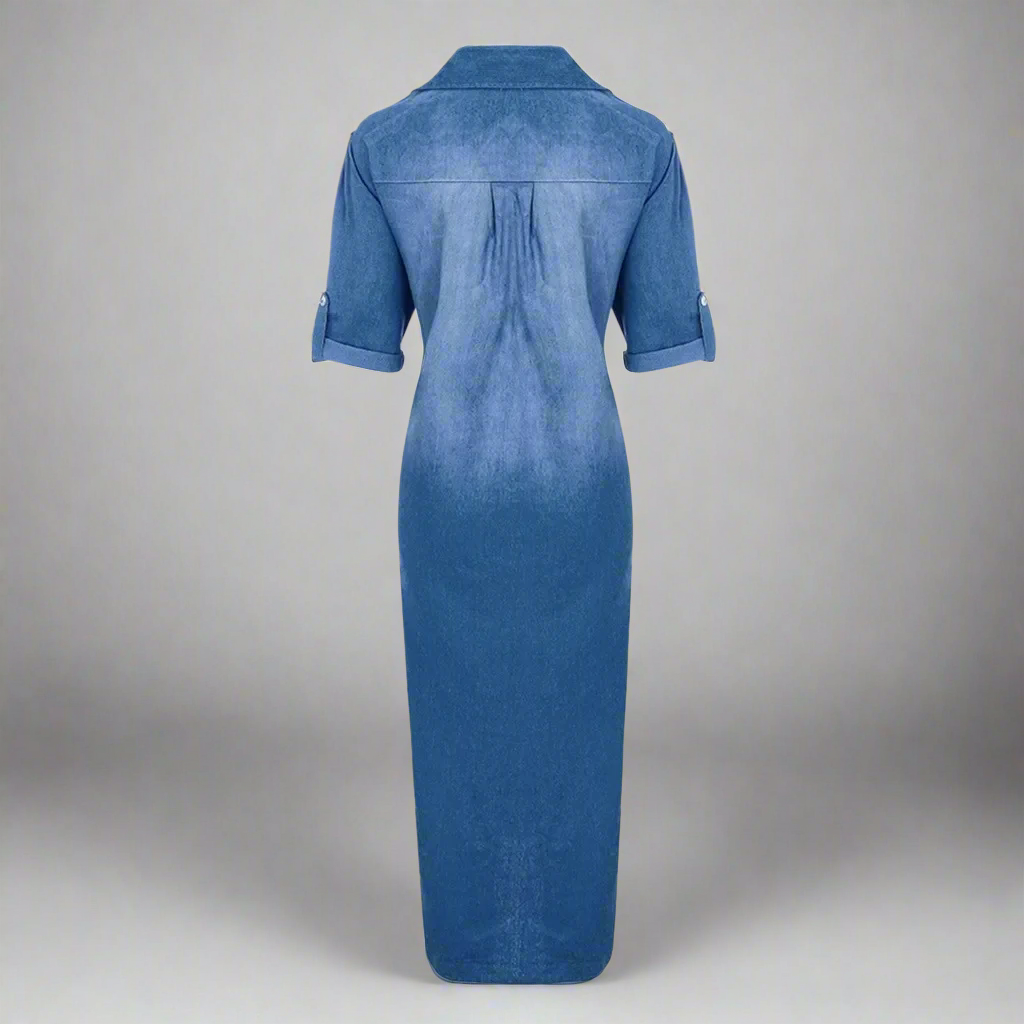 Mara – Maxikleid im Denim-Style | Leichtes, atmungsaktives, luftiges Sommerkleid für Damen
