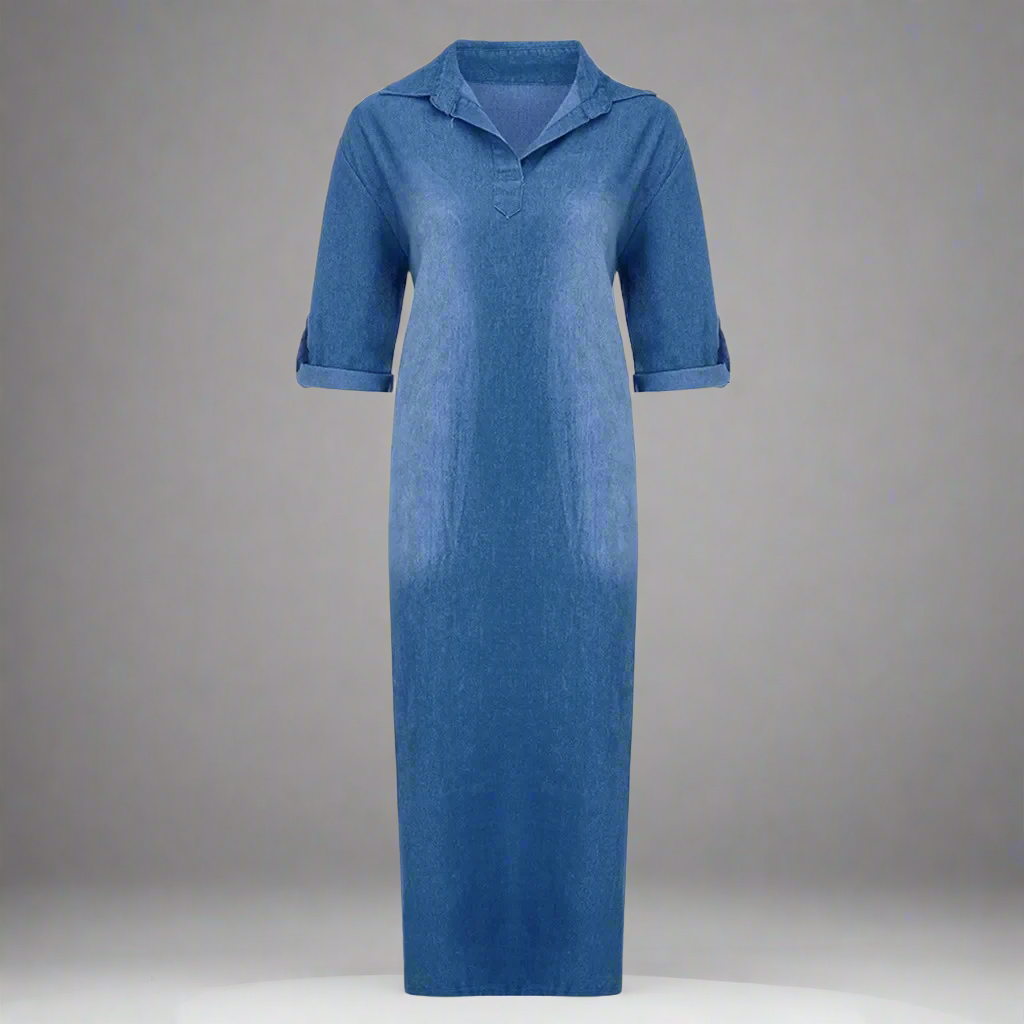 Mara – Maxikleid im Denim-Style | Leichtes, atmungsaktives, luftiges Sommerkleid für Damen