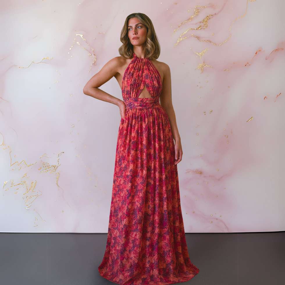 Brigitte – Sommerbereites Maxikleid | Rückenfrei, Geblümt & Figurschmeichelnd