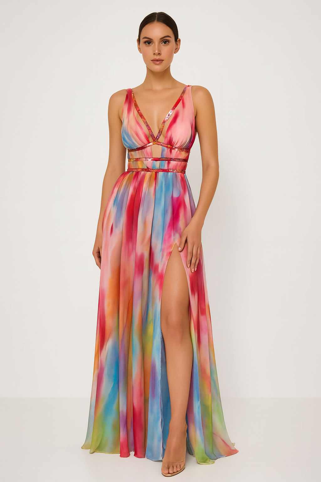 Viola – Künstlerisches Maxikleid | Sonnenuntergangsnuancen, Mühelose Eleganz.