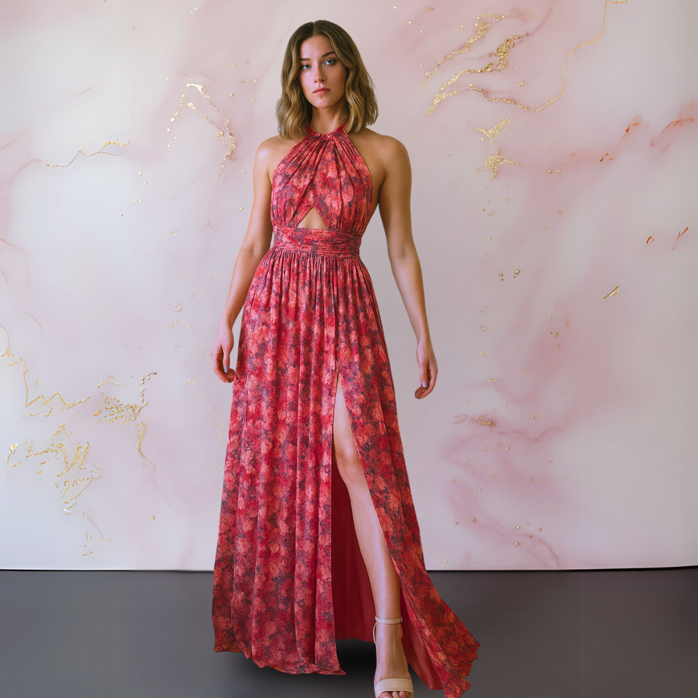 Brigitte – Sommerbereites Maxikleid | Rückenfrei, Geblümt & Figurschmeichelnd