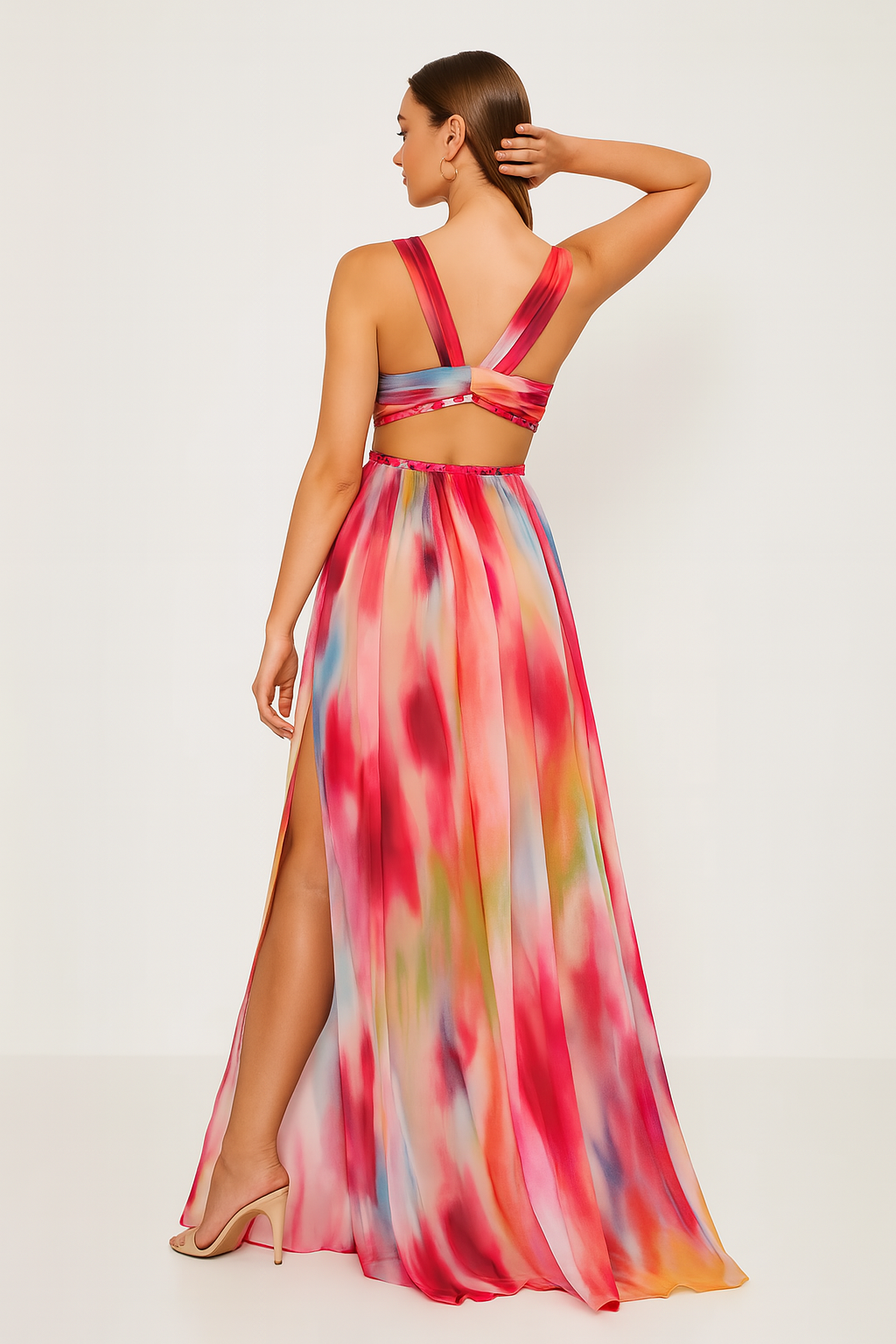 Viola – Künstlerisches Maxikleid | Sonnenuntergangsnuancen, Mühelose Eleganz.