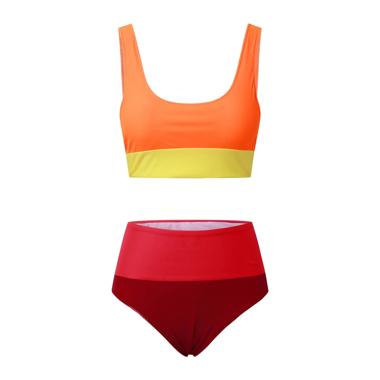 Multicolor Tank-Bikini-Set mit hoher Taille