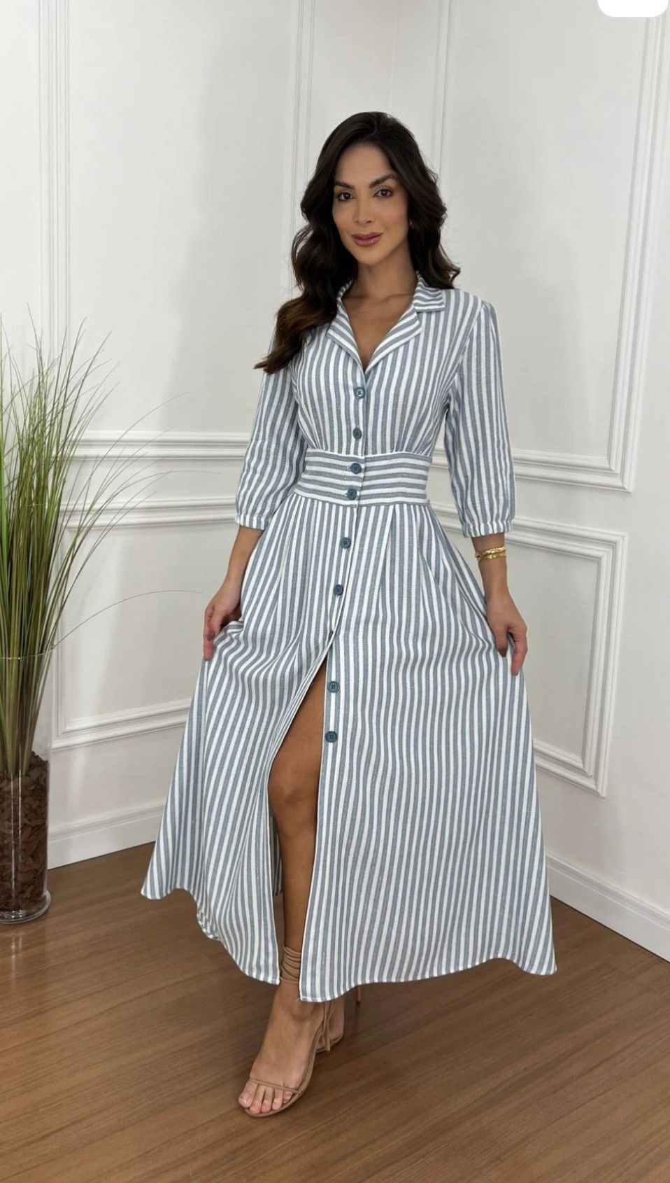 Stella - Gestreiftes Hemdblusenkleid mit Knopfleiste | Unkompliziert Schick & Luftig