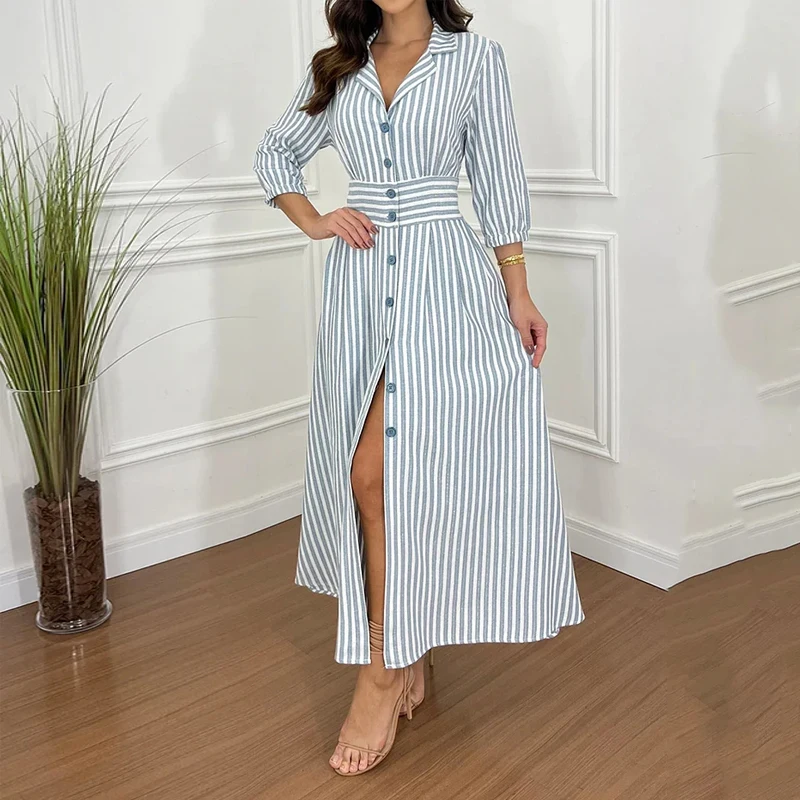 Stella - Gestreiftes Hemdblusenkleid mit Knopfleiste | Unkompliziert Schick & Luftig