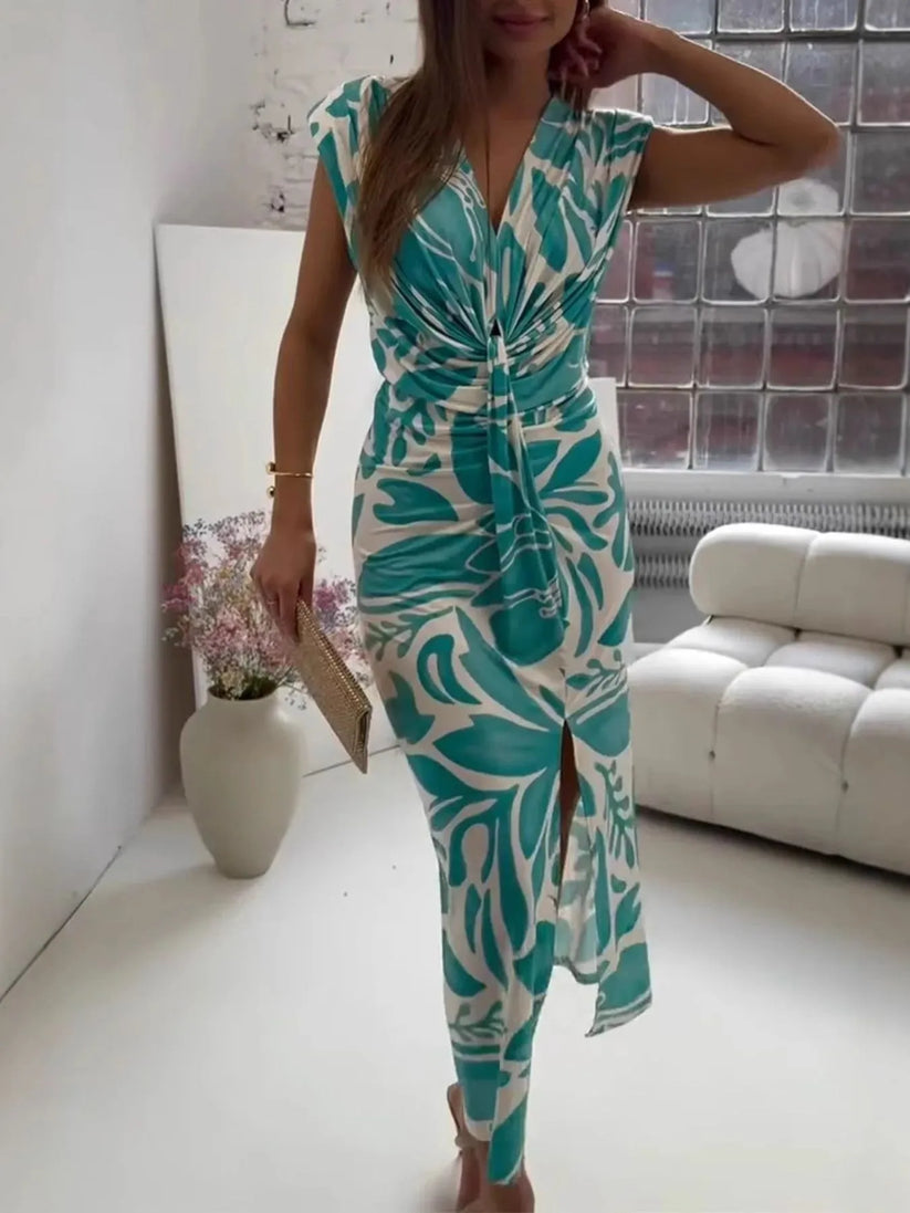 Martha - Geschlitztes Maxikleid | Elegante Falten & Feminine Passform