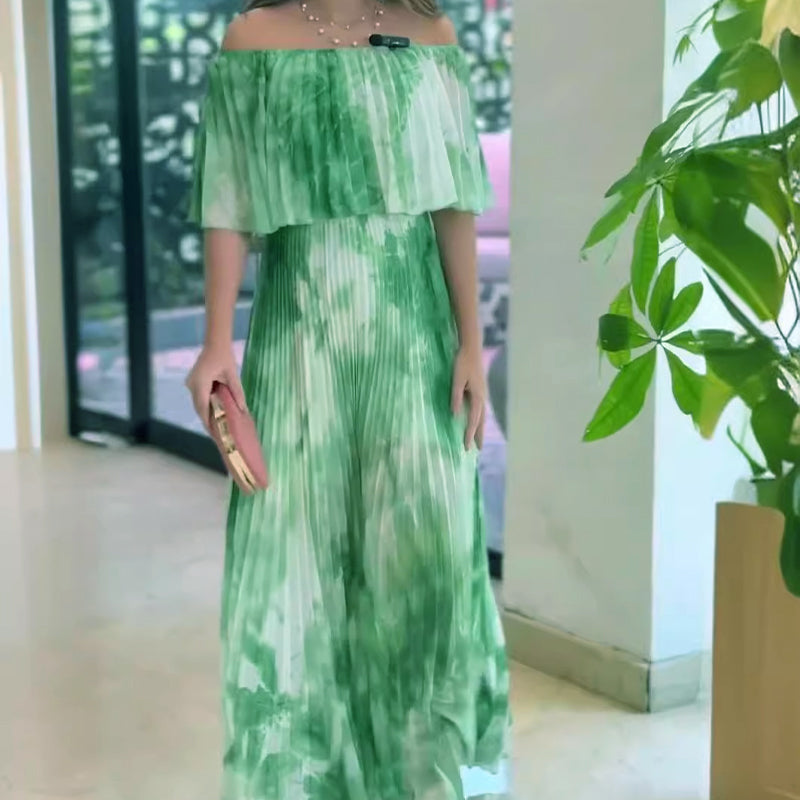 Patricia - Bedrucktes Schulterfreies Kleid | Fließende Falten, Schmeichelhafte Silhouette