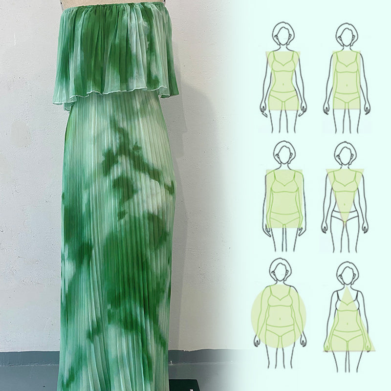 Patricia - Bedrucktes Schulterfreies Kleid | Fließende Falten, Schmeichelhafte Silhouette