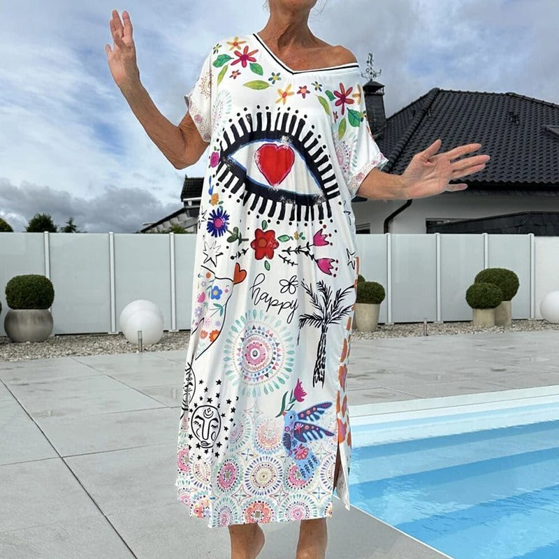 Avery – V-Ausschnitt-Kleid mit Schickem Print | Leicht, Bequem & Stylisch
