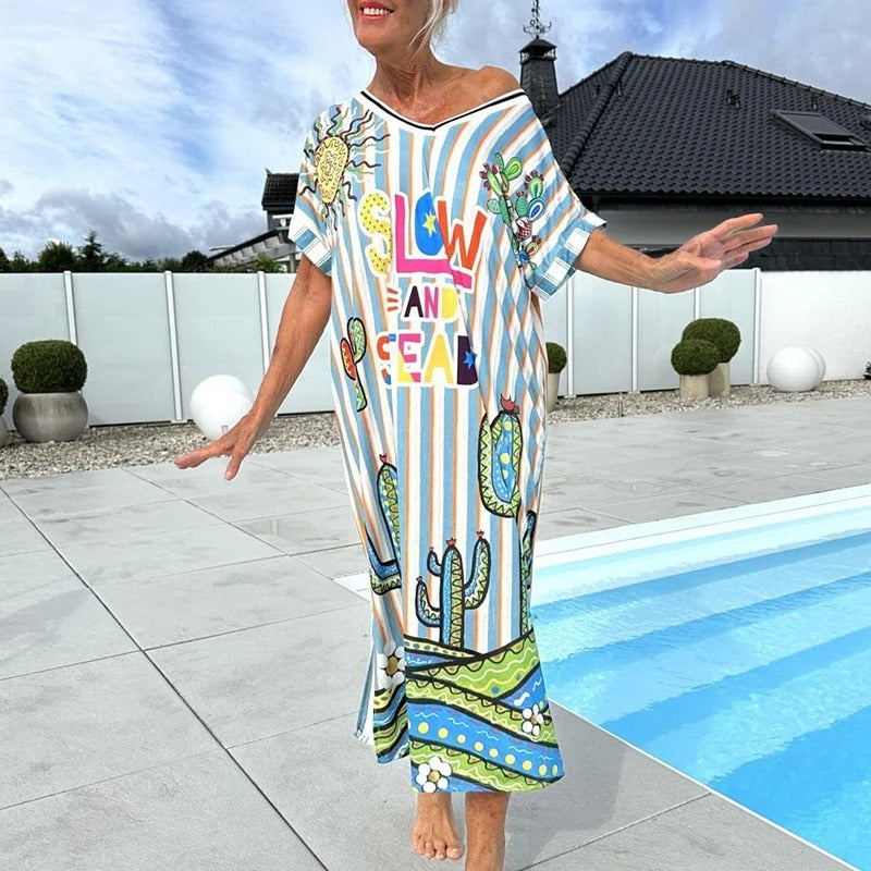 Avery – V-Ausschnitt-Kleid mit Schickem Print | Leicht, Bequem & Stylisch