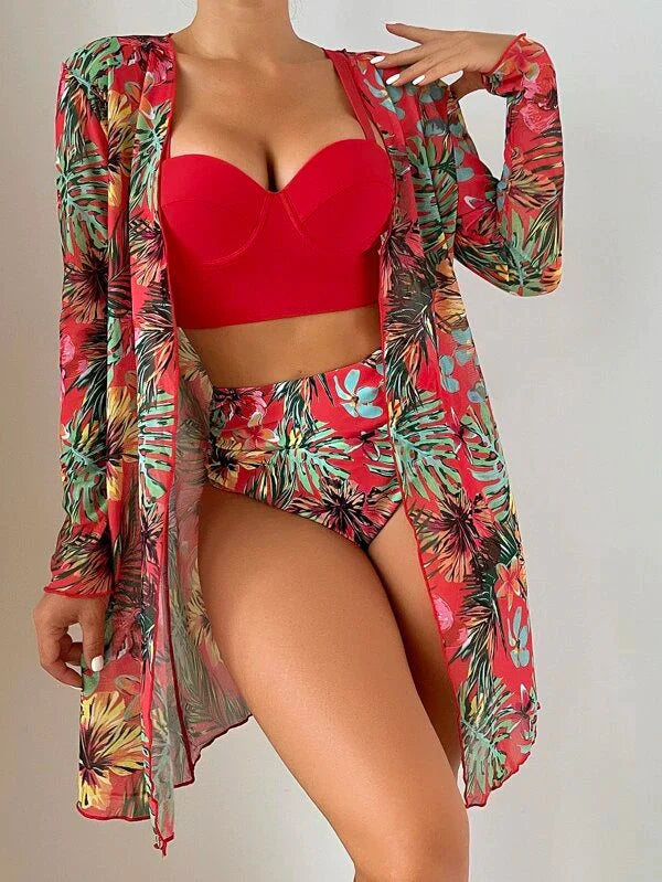 Zuedy's 3 Stück Bikini-Set mit Blumenparadies